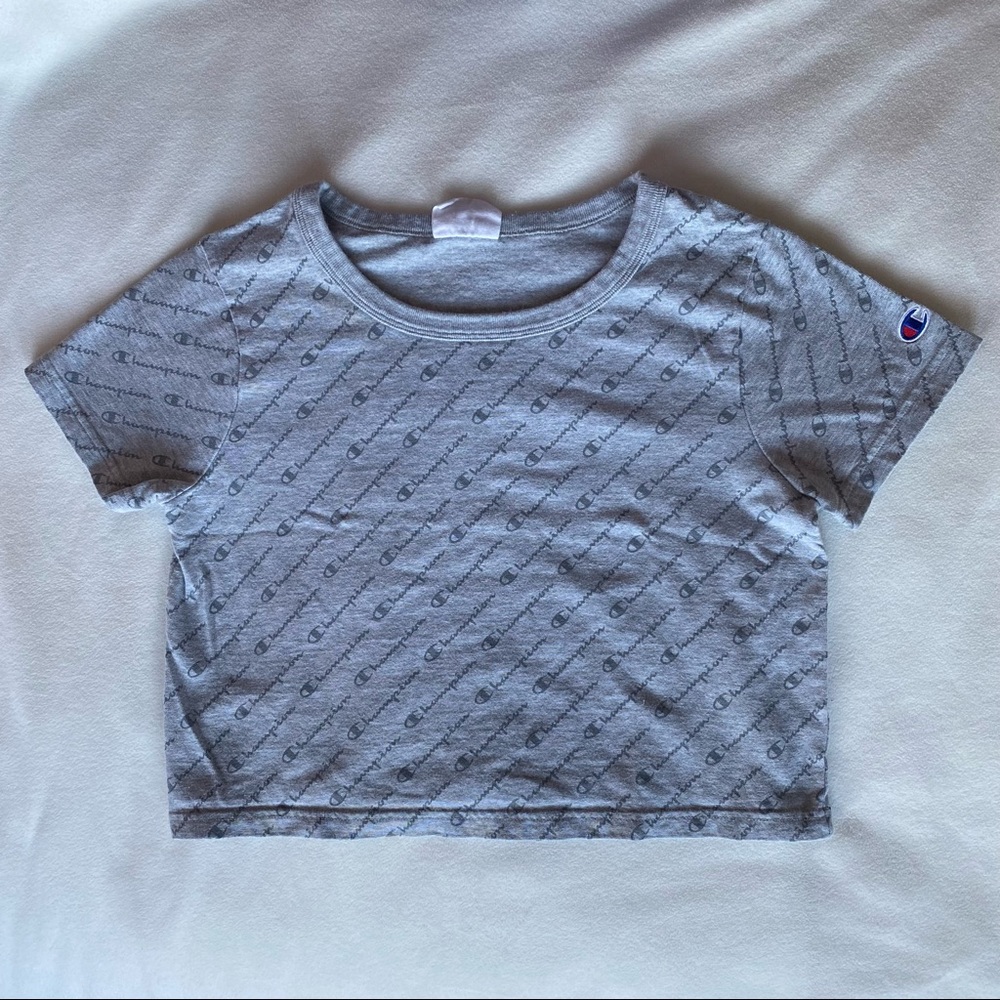 Champion all-over logo pattern cropped t shirt